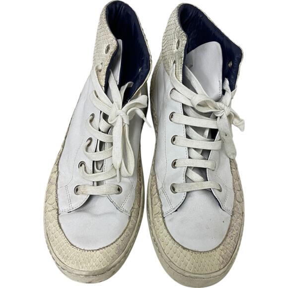 Calvin Klein Hightop Sneakers Mens Size 43 White Snakeskin Leather Upper Lace Up main image 6